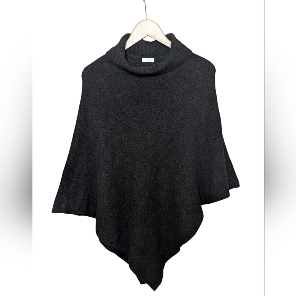 J.Jill Black Bouclé Knit Turtleneck Poncho Sweater One Size - Picture 1 of 10